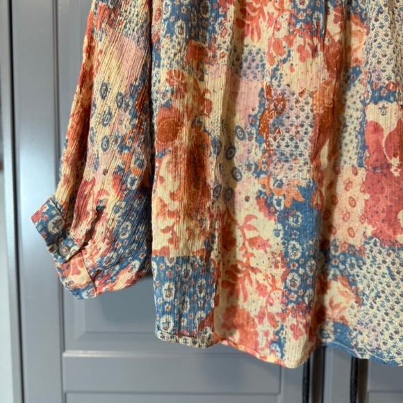 Pilcro Anthropologie Sidney Floral Print Batwing Button Down Blouse, Multi,S - Picture 12 of 14